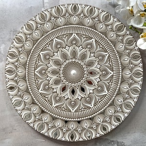 50 cm mandala painting on wood with mirrors | Wood canvas acrylic painting | Home decor | Wall hanging artwork | Energy picture mandala
