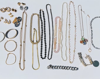 Vintage Monet Jewelry Lot- Necklaces, Bracelets, Earrings Gold and Silver