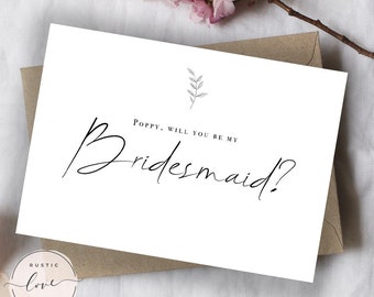 Personalised bridesmaid proposal card, Will you be my bridesmaid / flower girl / maid of honour card. Bridesmaid proposal Card