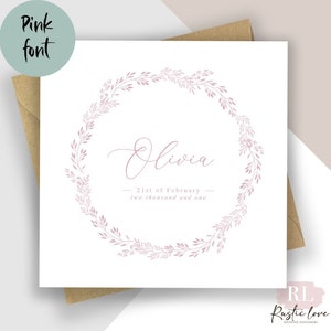 Personalised New baby girl card, baby girl card, new baby card, personalised baby card, personalised new baby, baby details card, new baby