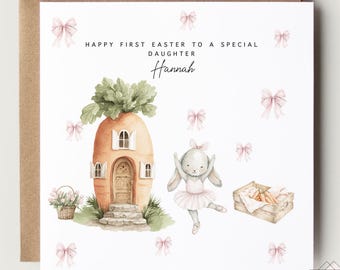 Personalised First Easter Card, cute easter, easter bunny, easter 2026, daughter easter, granddaughter easter card, Peter rabbit