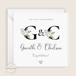 Carte de fiançailles personnalisée, carte de fiançailles florale, style minimaliste, carte de fiançailles personnalisée, carte de fiançailles avec date, cadeau de fiançailles
