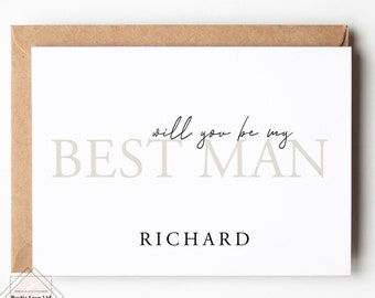 Personalised Will you be my best man, groomsman, usher, ring bearer proposal card, male wedding proposal cards, wedding party proposal cards