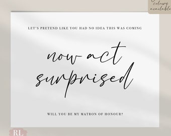 Will you be my bridesmaid / flower girl / maid of honour card. Bridesmaid proposal Card, act surprised bridesmaid, bridesman proposal card