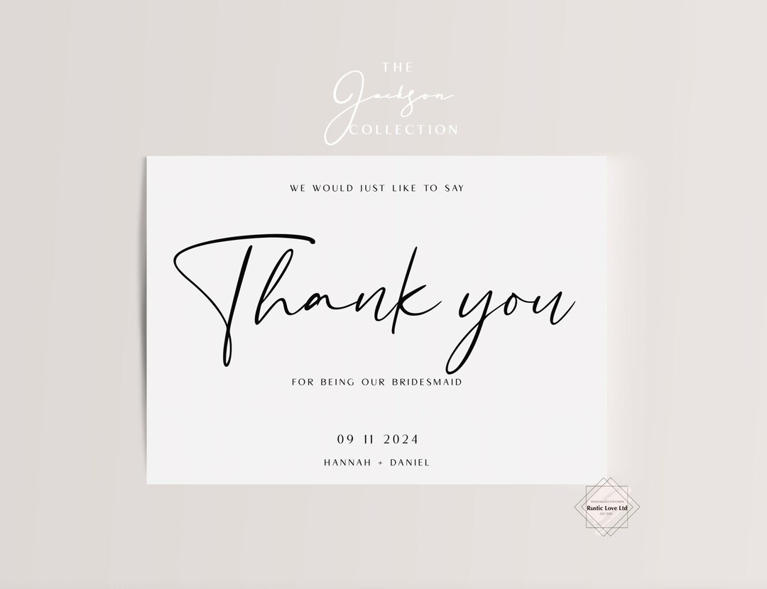 Wedding Thank You Cards, Guest Thank You Cards, Bridesmaid Thank You ...