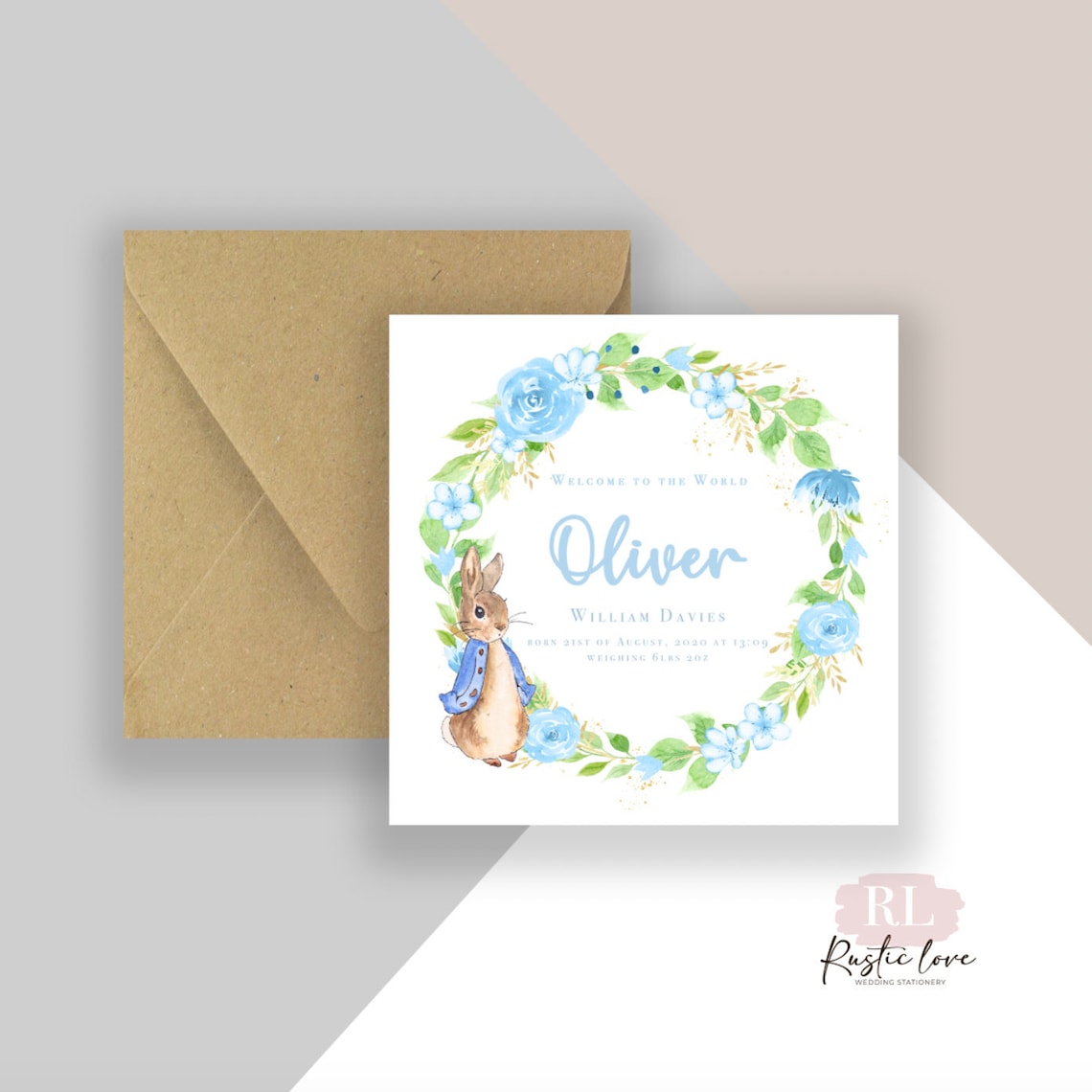 Personalised Peter Rabbit New Baby Card New Baby Baby Boy Etsy UK