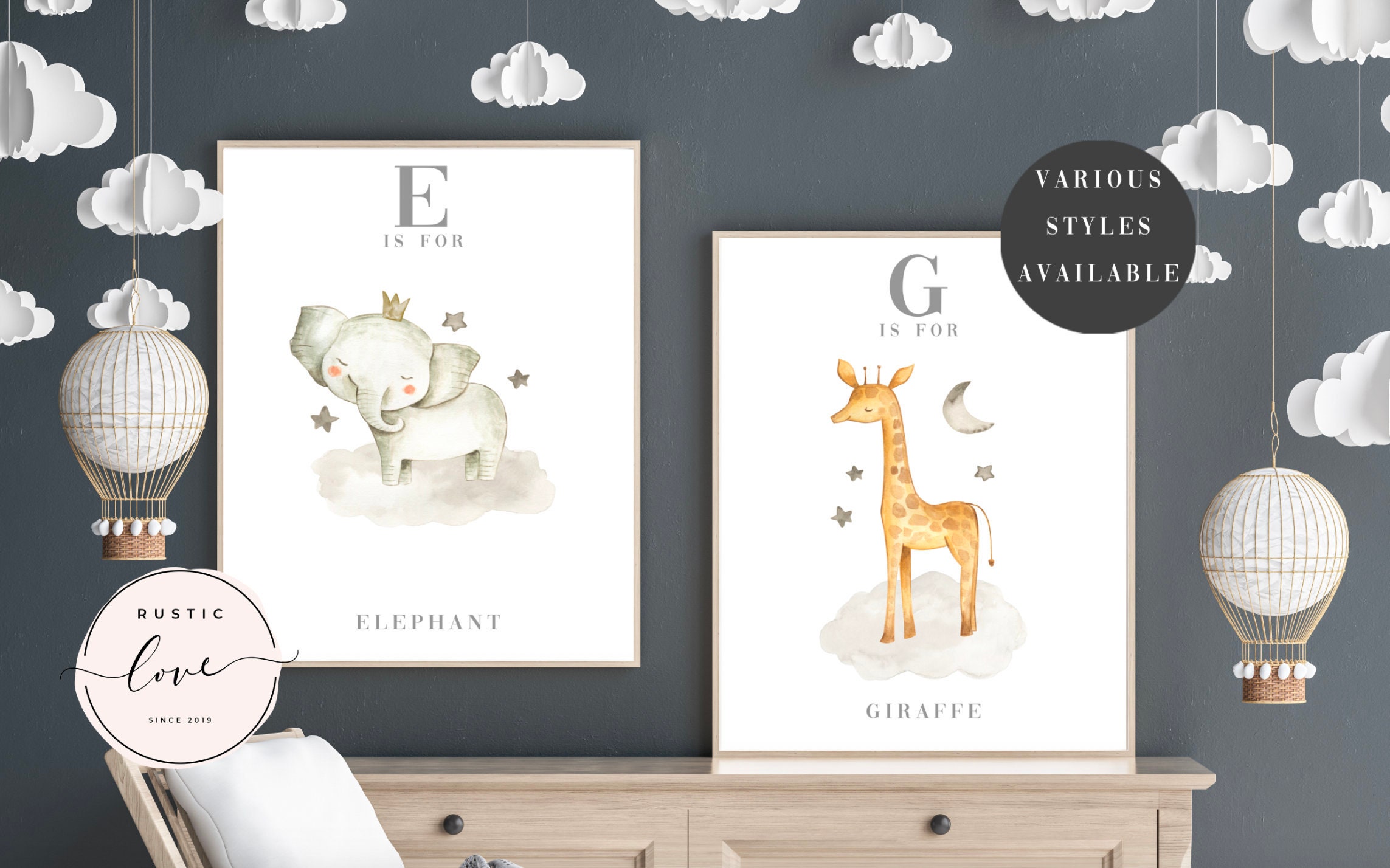 Animal watercolour prints for baby's nursery and | Etsy