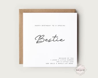 Simple bestie birthday card, daughter, mum, special friend, grandma, friend birthday, special birthday card