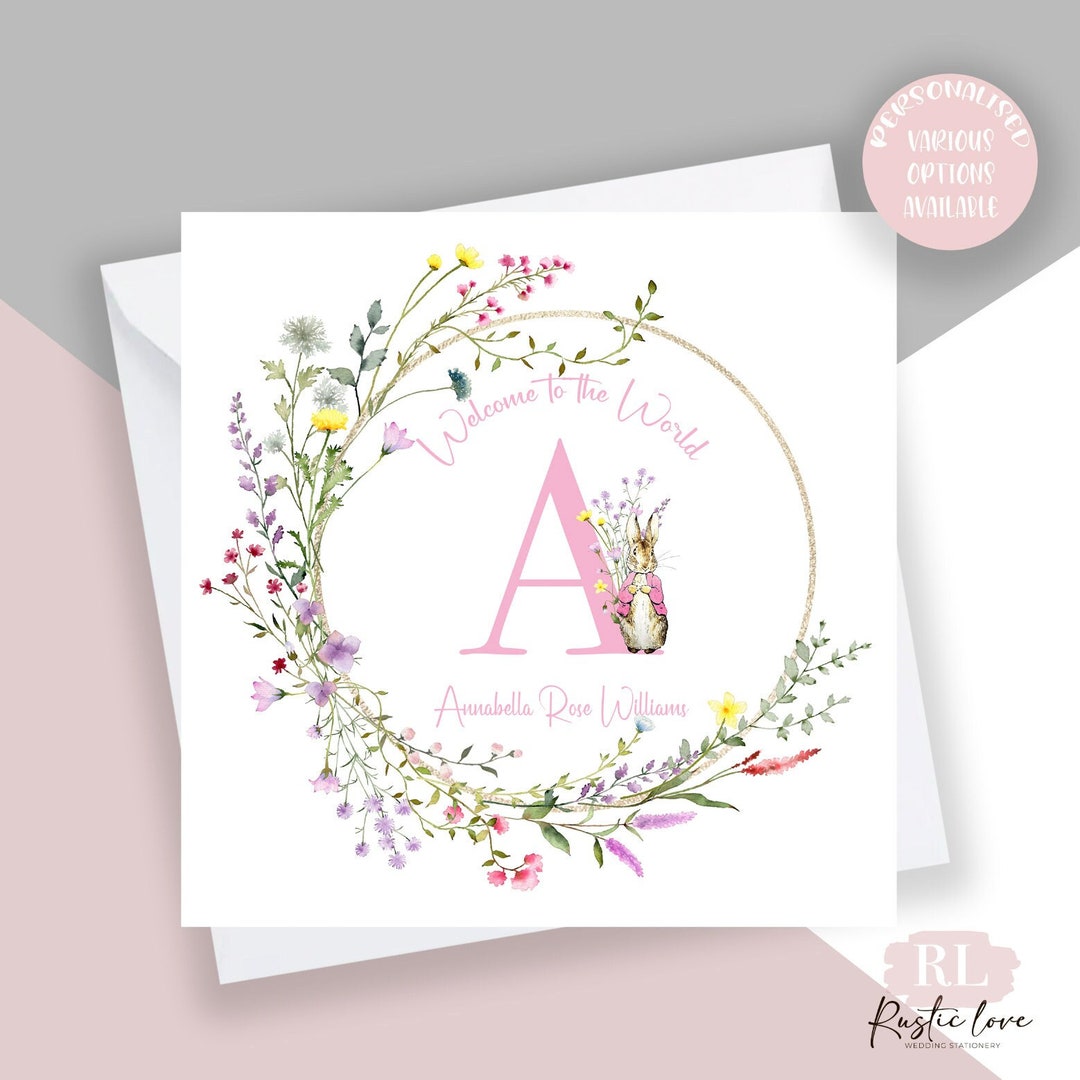 Personalsed Peter Rabbt New Baby Card New Baby Card New Baby Boy Card