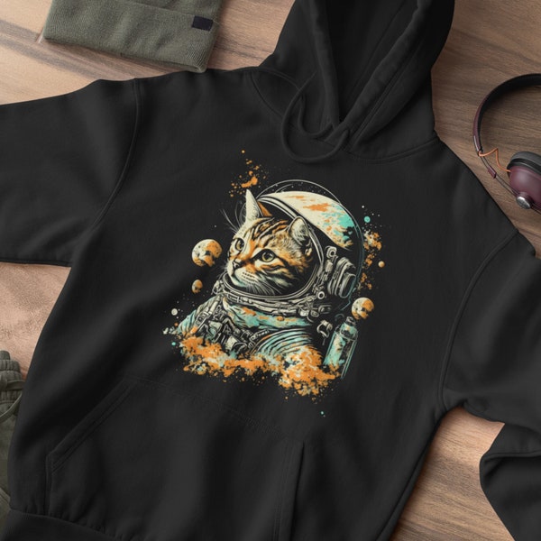 Cat in Space sweatshirt for cat lovers and sci-fi fans, Space Dad Gift, Space Lover Hoodie