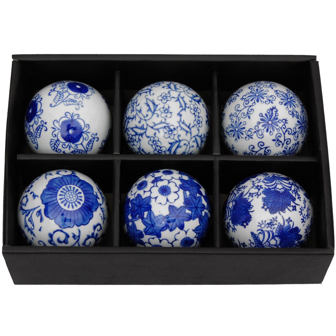 3 Blue & White Decorative Porcelain Ball Set Etsy
