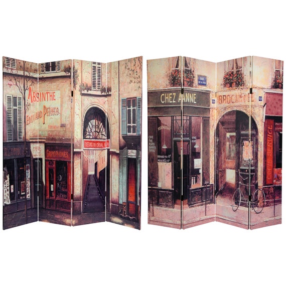 6 Ft. Tall Double Sided French Cafe Canvas Room Divider - Etsy