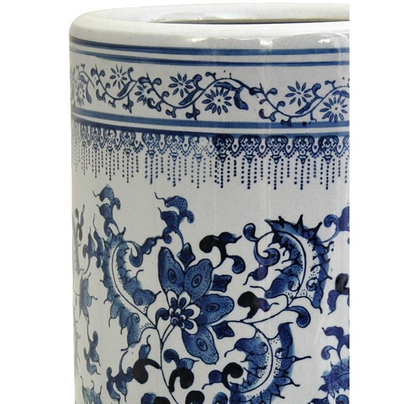 24 Floral Blue & White Porcelain Umbrella Stand Etsy