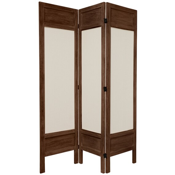 5 1 2 Ft Tall Solid Frame Fabric Room Divider Burnt Brown 3 Panel