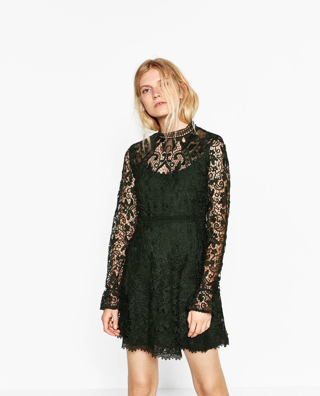 zara long sleeve lace dress