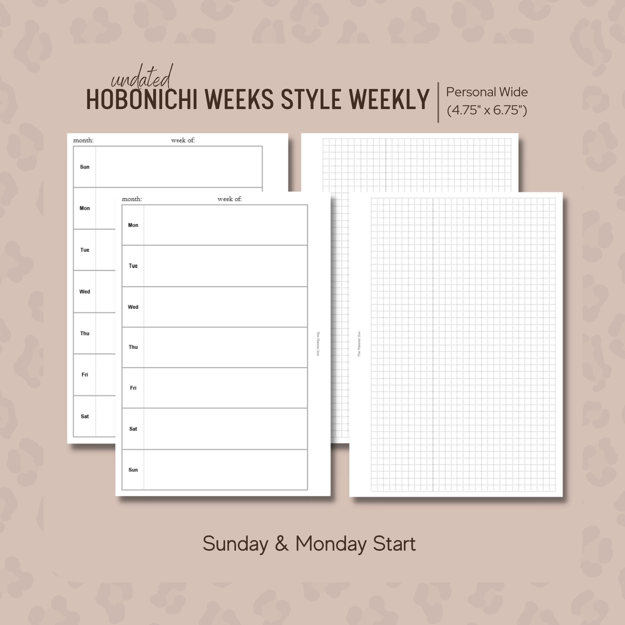 Printable Hobonichi Weeks Style Weekly Insert Personal Wide | Etsy