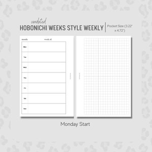 Printable Hobonichi Weeks Style Weekly Insert Monday Start | Etsy