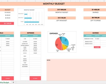 Monthly Budget Spreadsheet Excel | Monthly Budget Planner | Excel Template | excel budget template | excel  Budget by Paycheck Spreadsheet