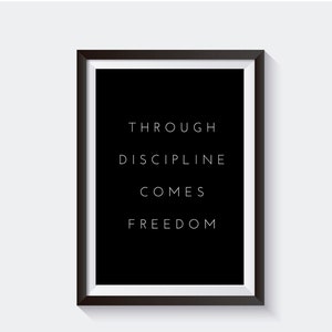 Through discipline comes freedom, gym wall art, Jocko Willink quote, workout poster, motivation poster, inspirational quote poster office