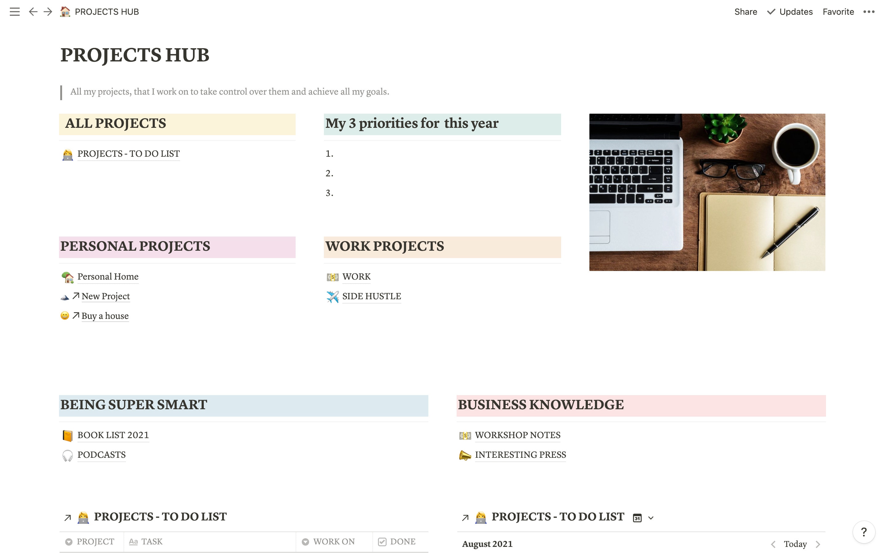 Notion Template All in One Notion Template Planner Notion Tracker Work ...