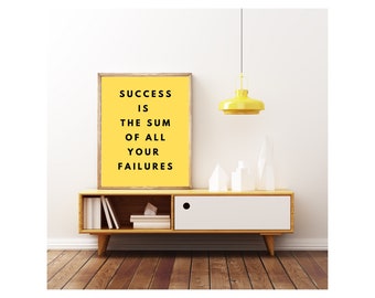 Arte de parede motivacional, arte de parede para impressão, citação de sucesso, decoração de escritório, decoração de casa, impressão de citação de fracasso, arte de parede de escritório inspiradora