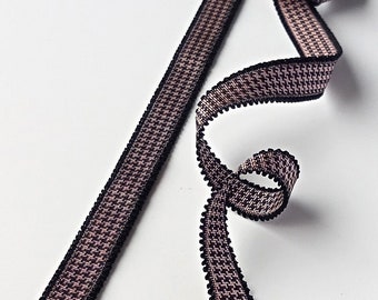 12mm Brown Elastic Houndstooth Picot Lingerie Elastic, EL015