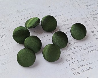 7 Sizes Green Moss Fabric Satin Buttons Bridal Wedding Fabric Buttons Fabric Sewing Buttons, Color # 24