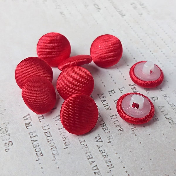 8 sizes Red Fabric Satin Buttons Bridal Wedding Fabric Buttons Fabric Sewing Buttons, Color #18