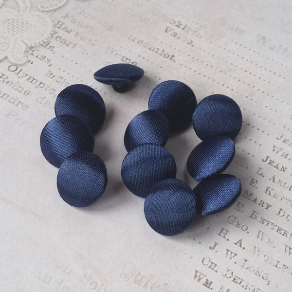 Boutons en satin bleu nuvy, boutons de tissu de mariage de mariée, boutons de couture de tissu