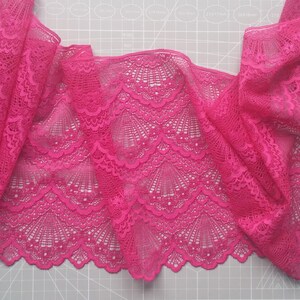 Pink Fuchsia Wide Stretch Lace Lingerie Lace Bra Making Sewing Lace, Width 8.07 inch / 20.5 cm, SL0031