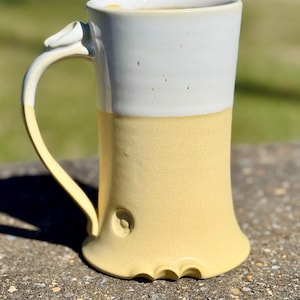 Handmade Ceramic Pottery Mug Yellow and White