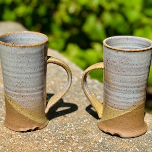 Handmade Ceramic Pottery Mug Purple on Dark Clay