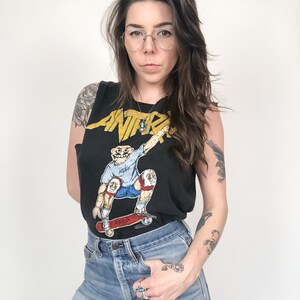 Vintage 80s Anthrax Spreading the Disease by Skating Across the World Tee