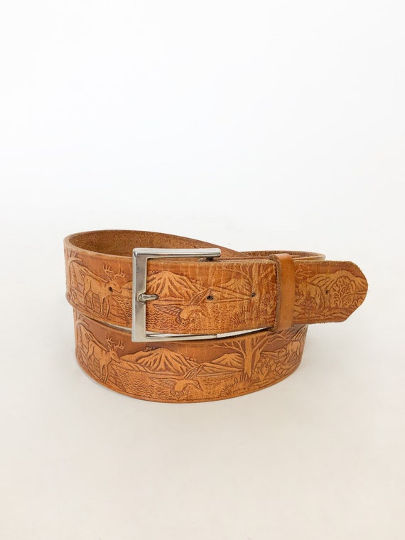 Vintage Tooled Leather Belt