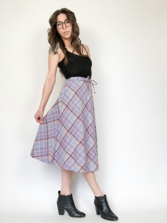 Vintage 80s Plaid Pastel Skirt - image 3