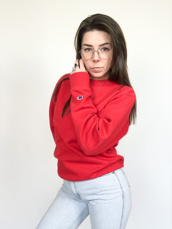 Vintage Champion Red Crewneck Sweater Etsy
