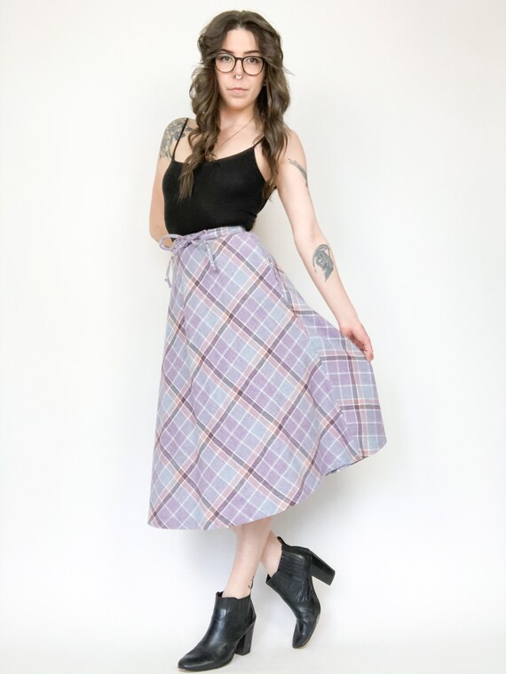 Vintage 80s Plaid Pastel Skirt - image 1