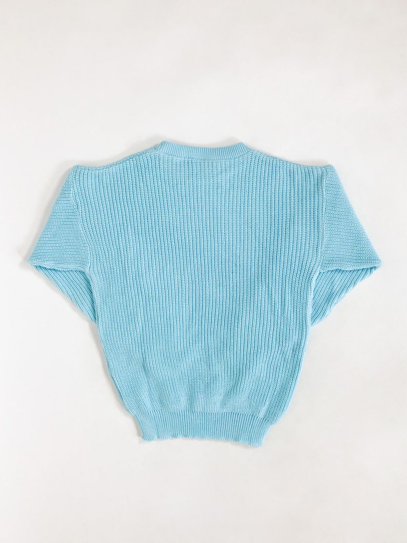 Vintage 80s Light Blue Knit Pullover Sweater