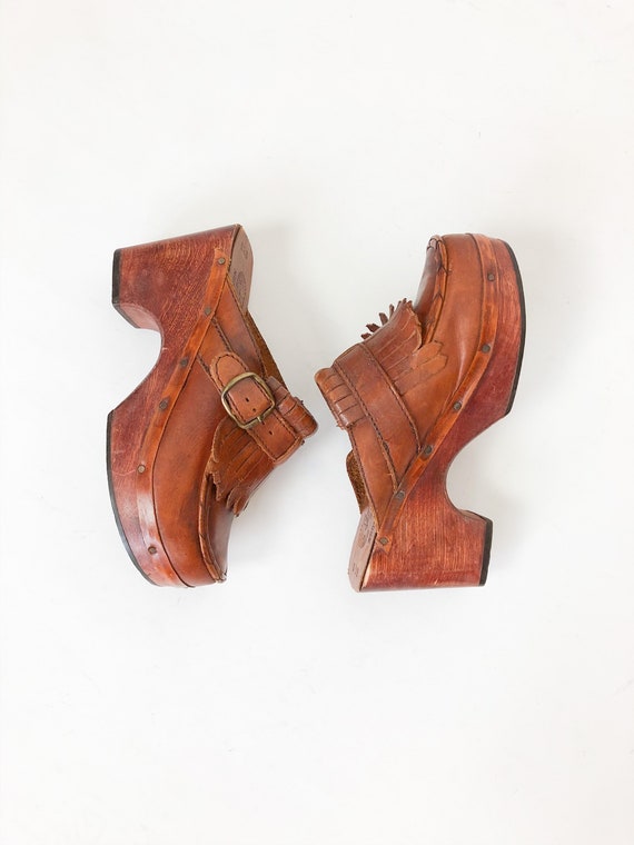 Vintage 70s Botticelli Originals Platform Wooden C