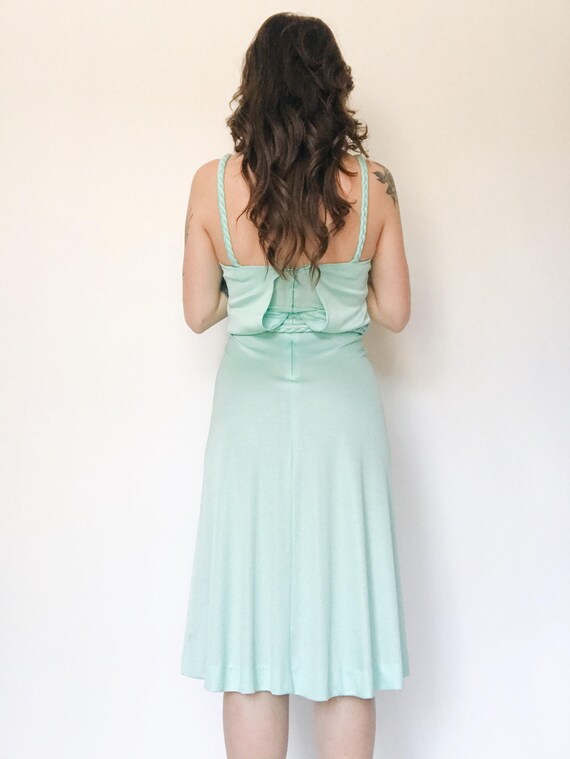 Vintage 70s Mint String Waist Dress - image 7