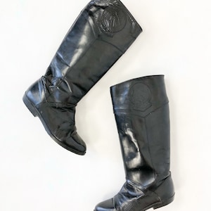 Vintage 80s Ascot 1908 Black Leather Equestrian Riding Boots Size 7
