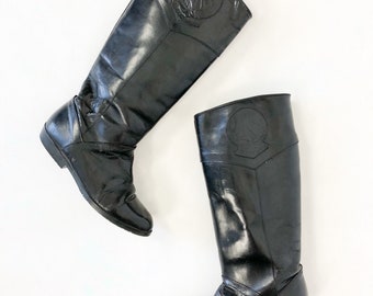 Vintage 80s Ascot 1908 Black Leather Equestrian Riding Boots Size 7