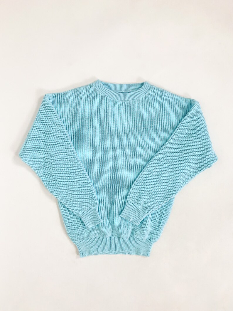 Vintage 80s Light Blue Knit Pullover Sweater