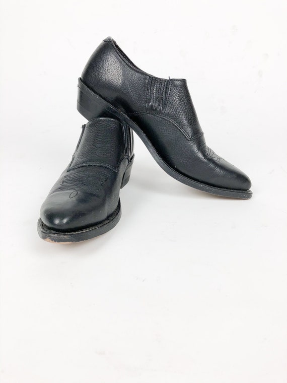 black leather western booties