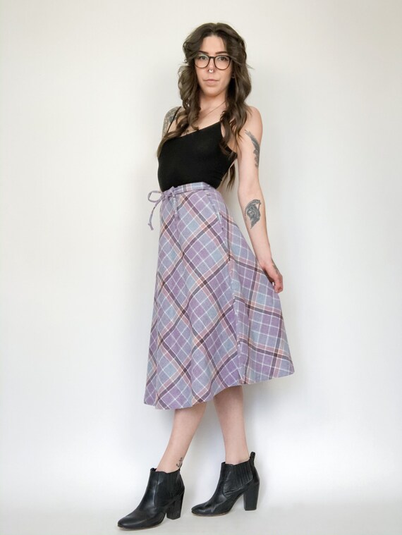 Vintage 80s Plaid Pastel Skirt - image 5