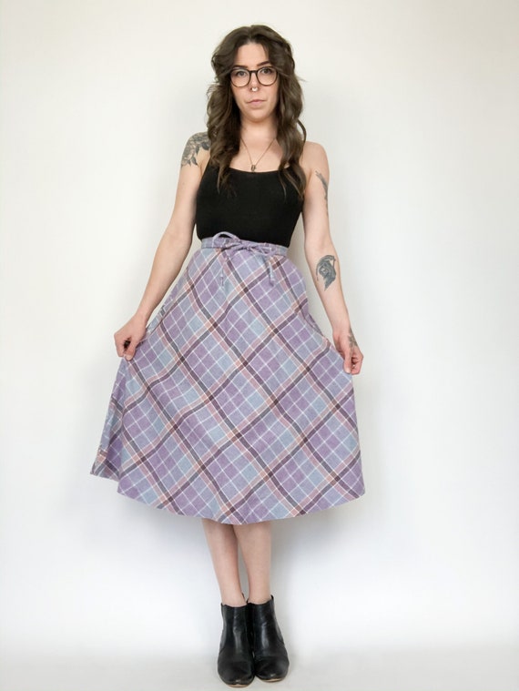 Vintage 80s Plaid Pastel Skirt - image 2