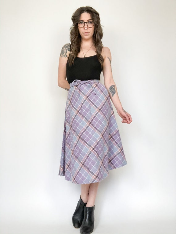 Vintage 80s Plaid Pastel Skirt - image 4