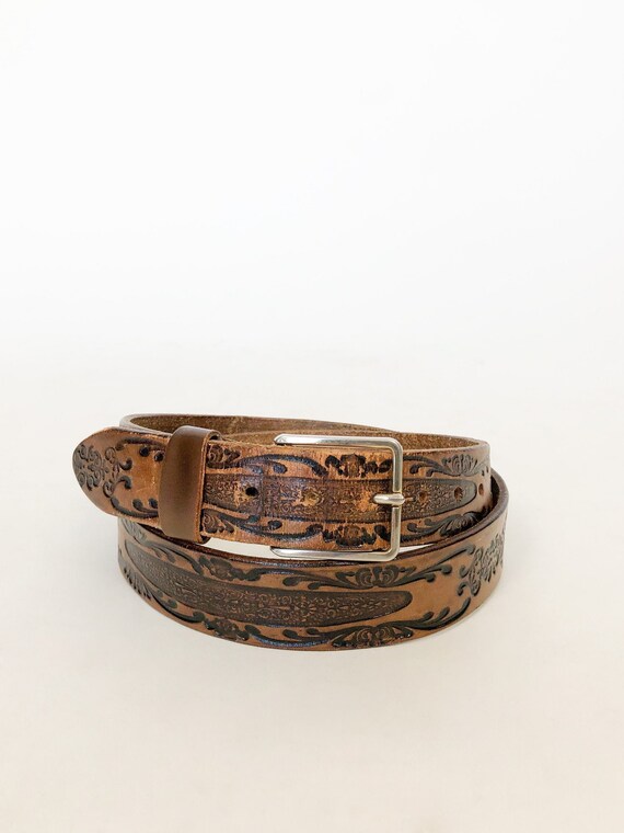 Vintage Tooled Leather Belt