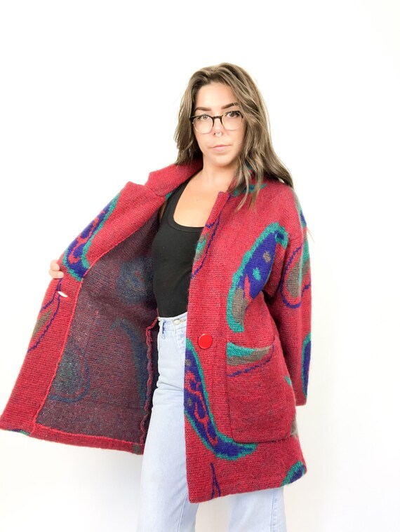 Vintage 80s Cin Cin Oversized Peacock Cardigan