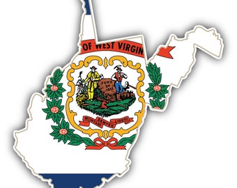 Virginia USA State Map Flag Car Bumper Sticker Decal 5/'/' x 3/'/'